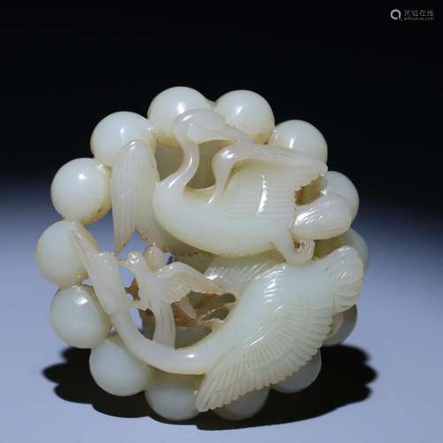 Hetian Jade Crane Inlay