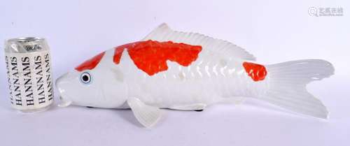 AN UNUSUAL LARGE JAPANESE TAISHO PERIOD PORCELAIN KOI CARP. ...