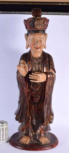 A RARE LARGE 18TH/19TH CENTURY CHINESE LACQUERED WOOD FIGURE...