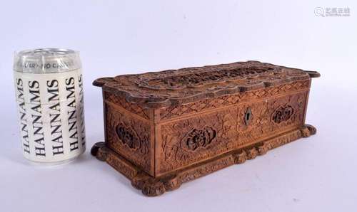 A LARGE 19TH CENTURY CHINESE CARVED SANDALWOOD CASKET Qing, ...