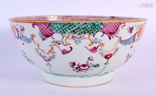 AN 18TH CENTURY CHINESE EXPORT FAMILLE ROSE PORCELAIN BOWL Q...