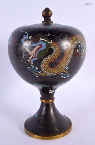 A 19TH CENTURY CHINESE CLOISONNE ENAMEL VASE AND COVER decor...