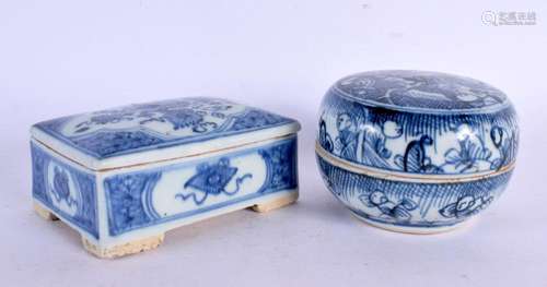 TWO 19TH CENTURY CHINESE BLUE AND WHITE PORCELAIN BOXES AND ...