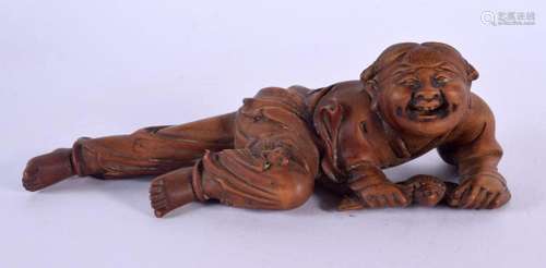 AN UNUSUAL 19TH CENTURY CHINESE CARVED HARDWOOD FIGURE OF A ...