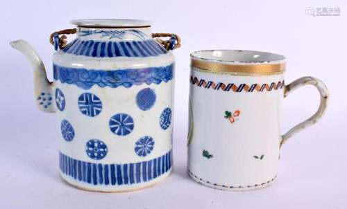 AN 18TH CENTURY CHINESE EXPORT PORCELAIN TANKARD Qianlong, t...