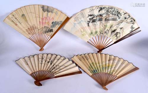 A GOOD SET OF FOUR EARLY 20TH CENTURY CHINESE BAMBOO INK WAT...