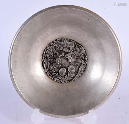 A CHINESE WHITE METAL BOWL. 630 grams. 15 cm diameter.