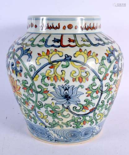 A CHINESE DOUCAI PORCELAIN VASE 20th Century. 26 cm x 22 cm.