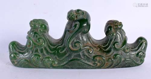 A CHINESE JADE TYPE BRUSH REST 20th Century. 19 cm x 11 cm.