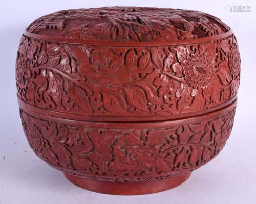 A LARGE CHINESE CARVED RED LACQUER BOX AND COVER 20th Centur...