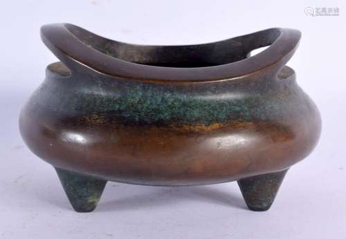 A CHINESE BRONZE CENSER 20th Century. 14 cm wide, internal w...