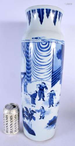 A LARGE CHINESE BLUE AND WHITE PORCELAIN ROLWAGEN VASE 20th ...