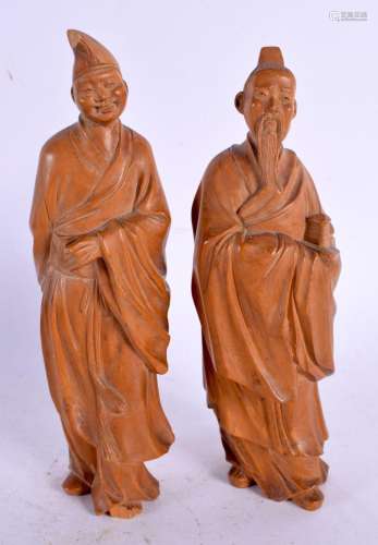 A PAIR EARLY 20TH CENTURY CHINESE CARVED BOXWOOD FIGURES Lat...
