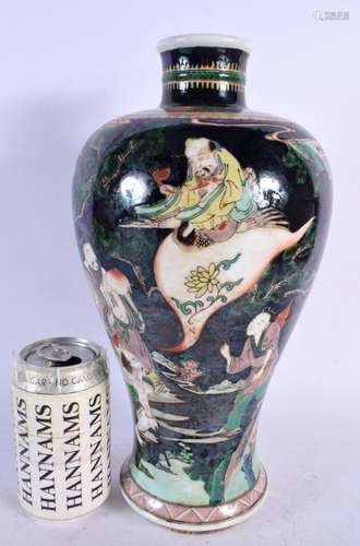 A LARGE 19TH CENTURY CHINESE FAMILLE NOIRE PORCELAIN VASE Ka...