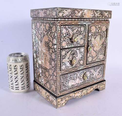 A LOVELY KOREAN MOTHER OF PEARL INLAID TABLE CABINET with mo...