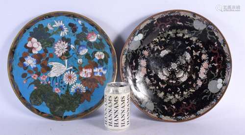 TWO LARGE 19TH CENTURY JAPANESE MEIJI PERIOD CLOISONNE ENAME...