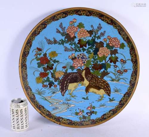 A VERY LARGE 19TH CENTURY JAPANESE MEIJI PERIOD CLOISONNE EN...