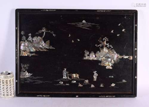 A LARGE 19TH CENTURY CHINESE HONGMU MOTHER OF PEARL INLAID T...