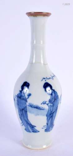 A CHINESE QING DYNASTY BLUE AND WHITE BALUSTER VASE possibly...