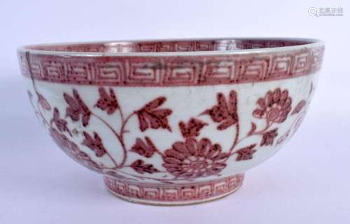 A CHINESE QING DYNASTY IRON RED PAINTED PORCELAIN BOWL Hongw...