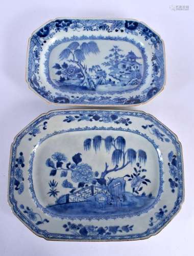 TWO 18TH CENTURY CHINESE BLUE AND WHITE EXPORT DISHES Qianlo...