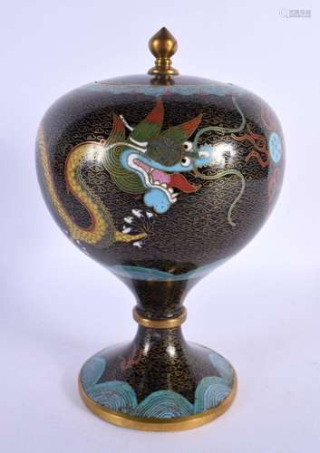 A 19TH CENTURY CHINESE CLOISONNE ENAMEL VASE AND COVER decor...