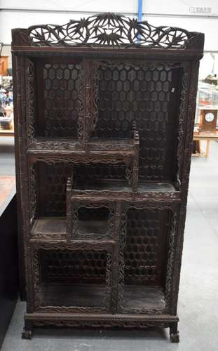 A LARGE 19TH CENTURY CHINESE HONGMU HARDWOOD DISPLAY CABINET...