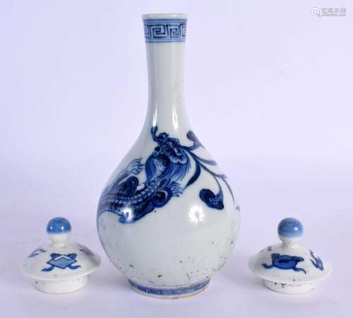 A CHINESE BLUE AND WHITE PORCELAIN DRAGON VASE 20th Century,...