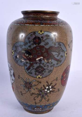 A 19TH CENTURY JAPANESE MEIJI PERIOD CLOISONNE ENAMEL VASE. ...