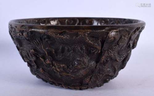 A CHINESE BRONZE REPOUSSE DRAGON BOWL CENSER possibly 19th c...