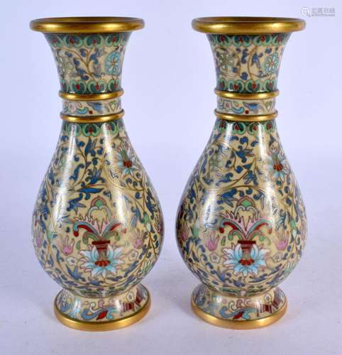 A PAIR OF CHINESE REPUBLICAN PERIOD CLOISONNE ENAMEL VASES d...