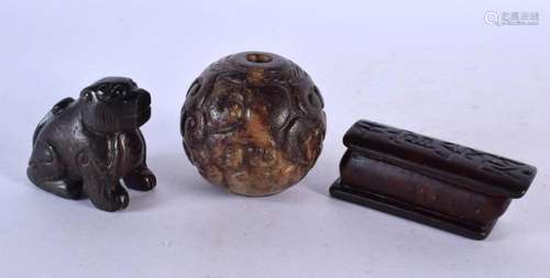 A RARE 18TH/19TH CENTURY CHINESE CARVED MUTTON JADE BALL Qin...