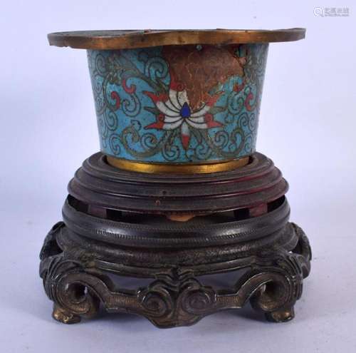 A 19TH CENTURY CHINESE CLOISONNE ENAMEL CENSER upon a bronze...