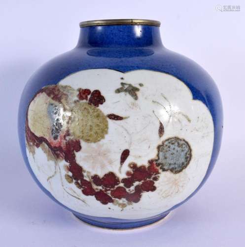 A 17TH/18TH CENTURY CHINESE POWDER BLUE GROUND PORCELAIN JAR...