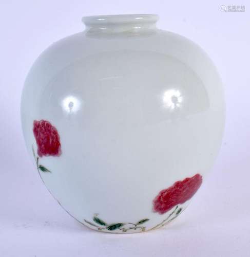 A CHINESE FAMILLE ROSE GLOBULAR VASE 20th Century. 10 cm x 8...