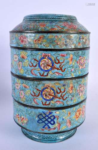 AN 18TH CENTURY CHINESE CANTON ENAMEL STACKING BOX AND COVER...