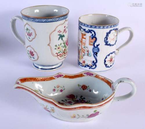 TWO 18TH CENTURY CHINESE EXPORT FAMILLE ROSE MUGS Qianlong, ...