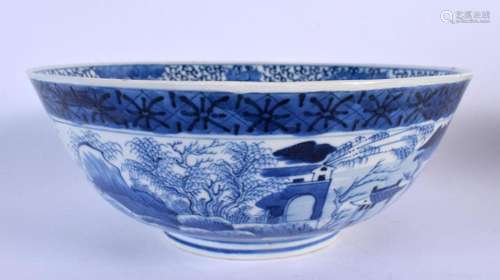 A 19TH CENTURY CHINESE BLUE AND WHITE PORCELAIN BOWL bearing...