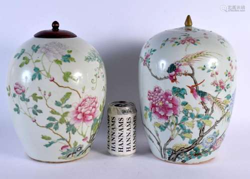 A LARGE MATCHED PAIR OF 19TH CENTURY CHINESE FAMILLE ROSE PO...