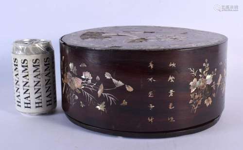 A MID 19TH CENTURY CHINESE HONGMU MOTHER OF PEARL INLAID BOX...