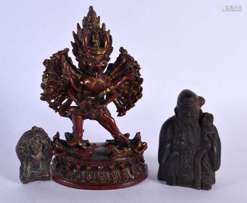 AN ANTIQUE SOUTH EAST ASIAN BUDDHA PLAQUE together with a cl...