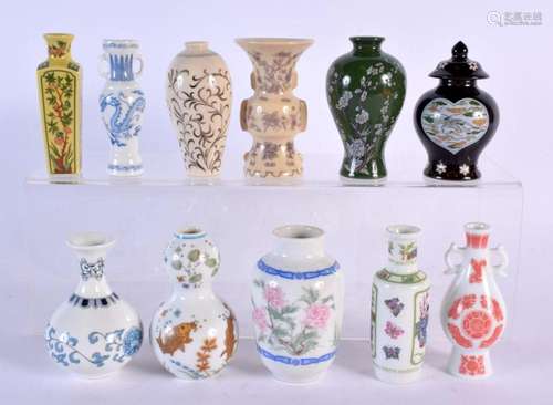 ELEVEN CHINESE PORCELAIN MINIATURE VASES 20th Century. (11)