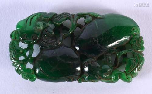 A CHINESE CARVED JADE PLAQUE 20th Century. 7.75 cm x 4 cm.