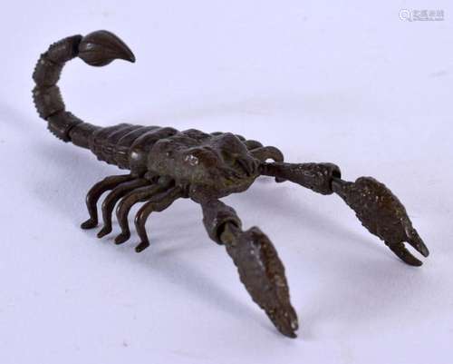 A JAPANESE BRONZE SCORPION. 9 cm x 3.5 cm.