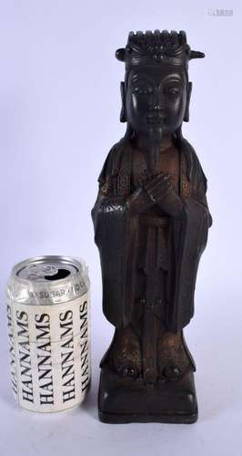 A CHINESE LACQUERED BRONZE FIGURE OF A SCHOLAR 20th Century....