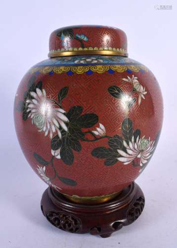 A LATE 19TH CENTURY CHINESE CLOISONNE ENAMEL GINGER JAR AND ...