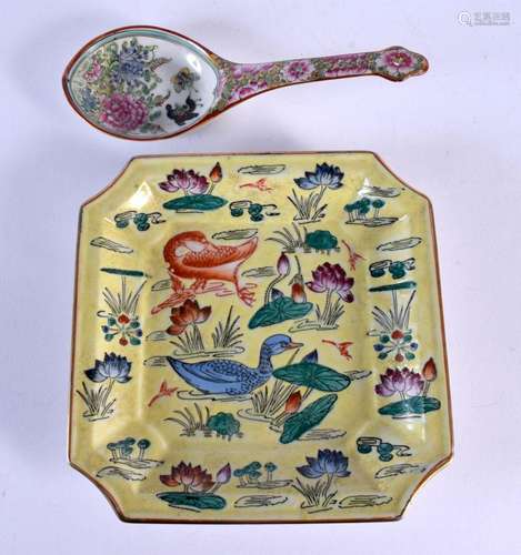 A CHINESE REPUBLICAN PERIOD FAMILLE JAUNE DISH together with...