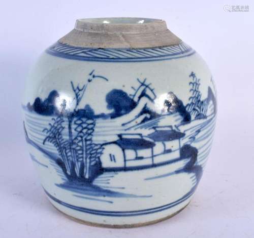 AN 18TH CENTURY CHINESE EXPORT BLUE AND WHITE GINGER JAR Qia...