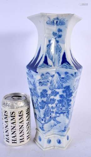 A LATE 19TH CENTURY CHINESE BLUE AND WHITE LOZENGE FORM VASE...