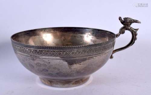 AN ANTIQUE TURKISH SILVER CUP. 127 grams. 12 cm wide.